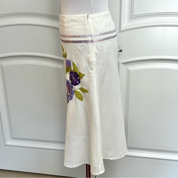 EUC Vintage Edward Linen embroidered skirt size 8 - Picture 11 of 16
